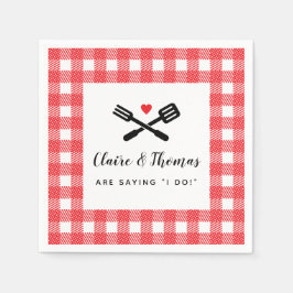I Do BBQ Red Picnic Couples Name Servet