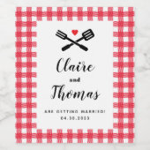 I Do BBQ Red Picnic Couples Name Wijn Etiket (Enkel label)