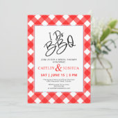 I Do BBQ Red Plaid Party Bridal Shower Invitation Kaart (Staand voorkant)