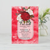 I Do BBQ Red Waterverf Roos Engagement Party Kaart (Staand voorkant)