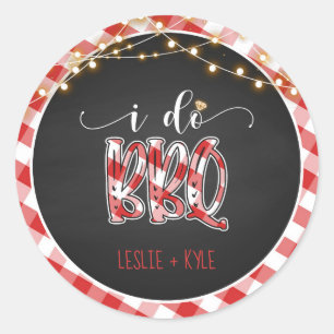 I Do BBQ Round Sticker - Gingham - Custom