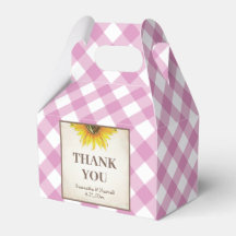 I Do BBQ Roze Gingham Sunflower Favor Box