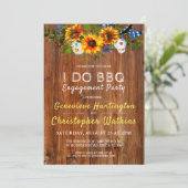 I DO BBQ Rustic Barn Wood Floral Engagement Party Kaart (Staand voorkant)