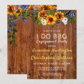 I DO BBQ Rustic Barn Wood Floral Engagement Party Kaart (Voorkant / Achterkant)