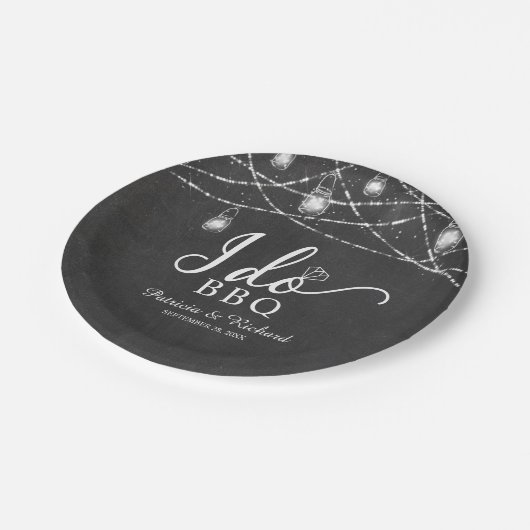 I Do BBQ Rustic Chalk Engagement Party Papieren Bordje (Gekanteld)