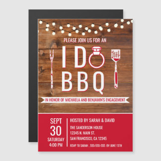 I Do BBQ Rustic Engagement Party Couples Shower Magnetische Uitnodiging
