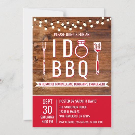 I Do BBQ Rustic Engagement Party Couples Shower Magnetische Uitnodiging (Voorkant)
