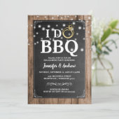'I DO BBQ' Rustic Engagement Party Kaart (Staand voorkant)