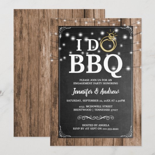 'I DO BBQ' Rustic Engagement Party Kaart (Voorkant / Achterkant)