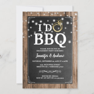 'I DO BBQ' Rustic Engagement Party Kaart