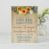 I DO BBQ Rustic Floral Barn Wood Engagement Party Kaart (Staand voorkant)
