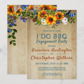 I DO BBQ Rustic Floral Barn Wood Engagement Party Kaart (Voorkant / Achterkant)