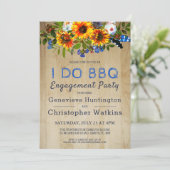 I DO BBQ Rustic Floral Barn Wood Engagement Party Kaart (Staand voorkant)