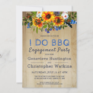 I DO BBQ Rustic Floral Barn Wood Engagement Party Kaart