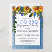 I DO BBQ Rustic Floral Blue Pset Engagement Party Kaart (Voorkant)