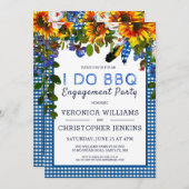 I DO BBQ Rustic Floral Blue Pset Engagement Party Kaart (Voorkant / Achterkant)