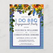 I DO BBQ Rustic Floral Blue Pset Verloving Briefkaart (Voorkant)