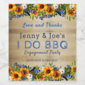 I DO BBQ Rustic Floral Verloving Wijn Etiket (Enkel label)