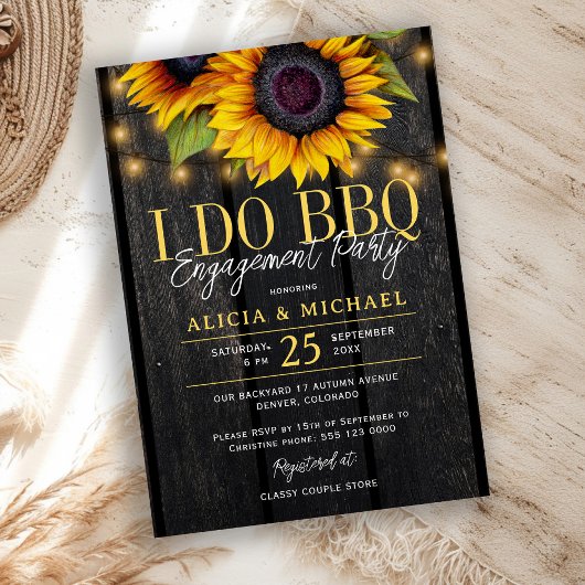 I DO BBQ rustic sunflower engagement party Kaart