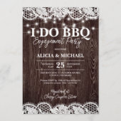 I DO BBQ rustic wood lace engagement party Kaart (Voorkant)