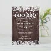 I DO BBQ rustic wood lace engagement party Kaart (Staand voorkant)