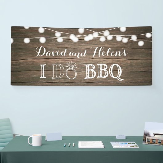 I DO BBQ Rustic Wood Wedding Engagment Banner (Beurs)