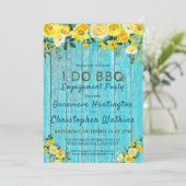 I Do BBQ | Rustige houten en Floral Engagement Par Kaart (Staand voorkant)