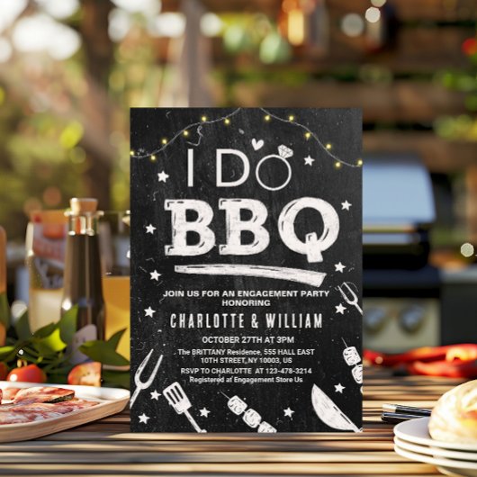 I Do BBQ String Lights Rustic Engagement Party  Kaart