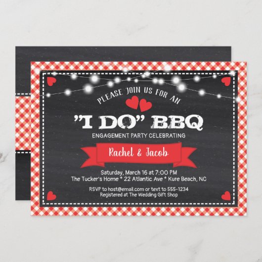 I DO BBQ String Lights Shower Engagement Party Kaart (Voorkant / Achterkant)