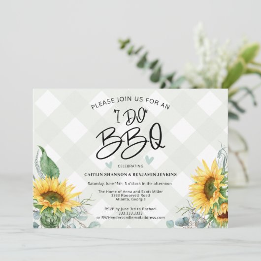 I Do BBQ Sunflower Buffalo Pned Vrijgezellenfeest Kaart (Staand voorkant)