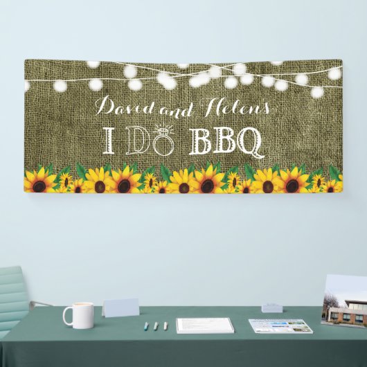 I DO BBQ Sunflower Burlap Wedding Engagment Banner (Beurs)