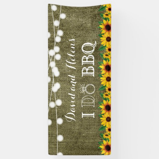 I DO BBQ Sunflower Burlap Wedding Engagment Banner (Verticaal)