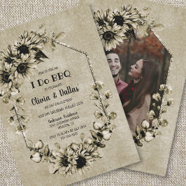 I Do BBQ  Sunflower Photo Engagement Party Kaart