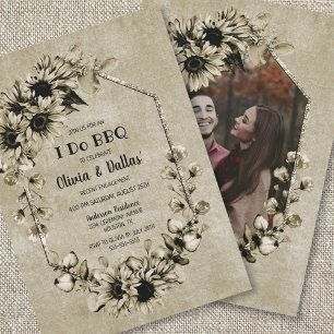 I Do BBQ  Sunflower Photo Engagement Party Kaart