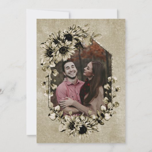 I Do BBQ  Sunflower Photo Engagement Party Kaart (Achterkant)