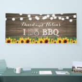 I DO BBQ Sunflower Rustic Wood Wedding Engagment Spandoek (Beurs)