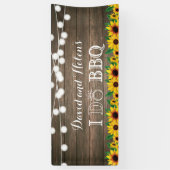 I DO BBQ Sunflower Rustic Wood Wedding Engagment Spandoek (Verticaal)