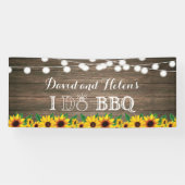 I DO BBQ Sunflower Rustic Wood Wedding Engagment Spandoek (Horizontaal)