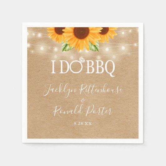 I Do BBQ Sunflower String Lights Verloving Servet (Voorkant)