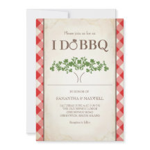 I Do BBQ Trouw Uitnodigingen Rood Gingham Patroon