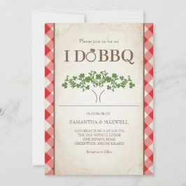 I Do BBQ Trouw Uitnodigingen Rood Gingham Patroon