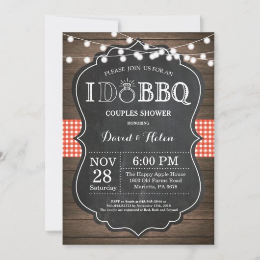 I DO BBQ Uitnodiging Rustic Wedding Engagment (Voorkant)