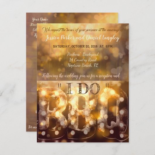 "I DO" BBQ Uitnodiging voor een bruiloft (Voorkant / Achterkant)