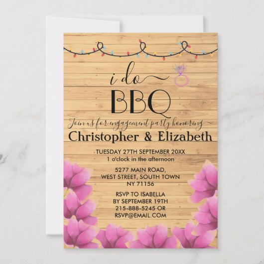 I DO BBQ verlovingsfeest string lichten rustiek Kaart (Voorkant)