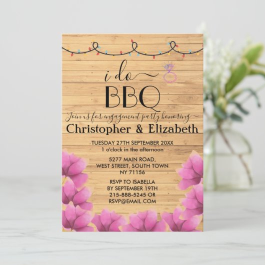I DO BBQ verlovingsfeest string lichten rustiek Kaart (Staand voorkant)