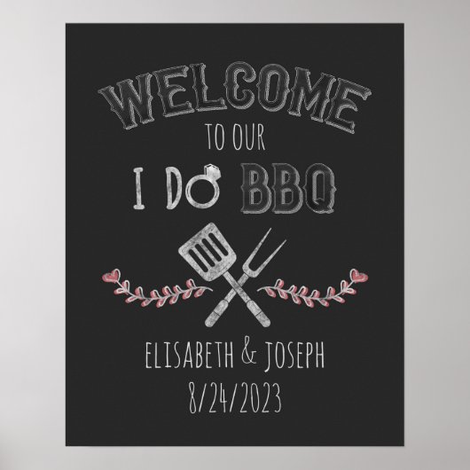 I Do BBQ Vrijgezellenfeest Engagement Party Welkom Poster (Voorkant)