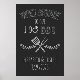 I Do BBQ Vrijgezellenfeest Verloving Green Welcome Poster