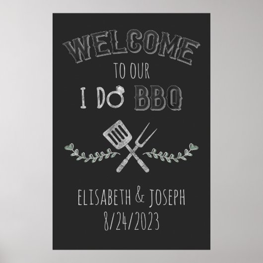 I Do BBQ Vrijgezellenfeest Verloving Green Welcome Poster (Voorkant)