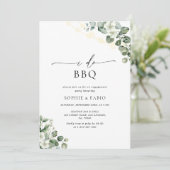 I Do BBQ Waterverf Eucalyptus Engagement Party Kaart (Staand voorkant)