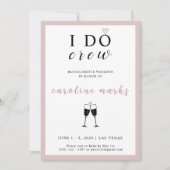 I Do Crew Bachelorette Party Roze en Wit Kaart (Voorkant)